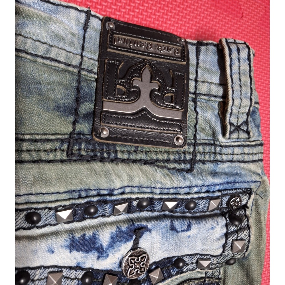 Rock Revival Ayaan Biker Jeans Distressed Denim Pants Men's Size 36x33